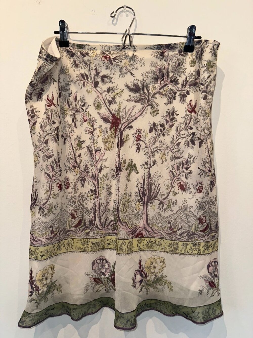tudio M Women's 100% Silk Toile Floral Print Midi Skirt Bohemian